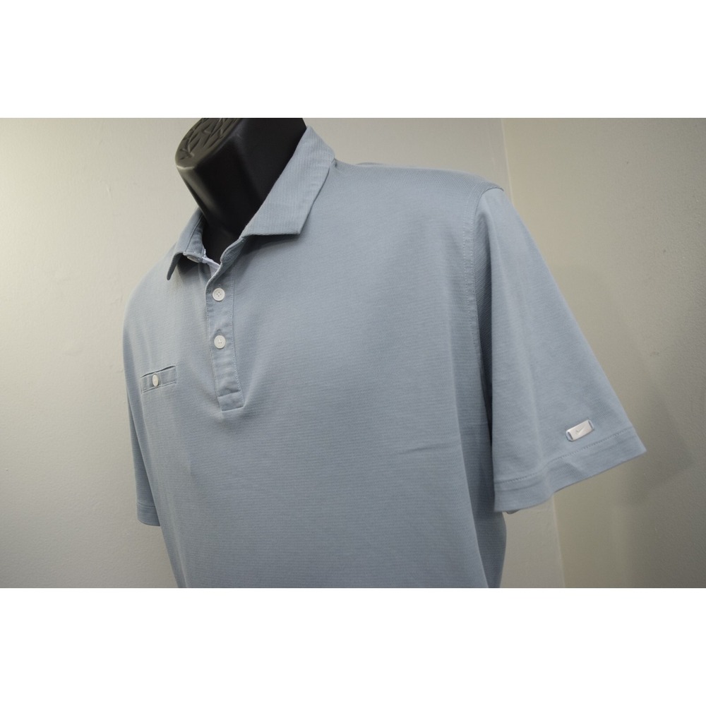 Nike Golf Polo Light Blue Dri Fit Performancec Cotton Blend Short Sleeve Mens XL